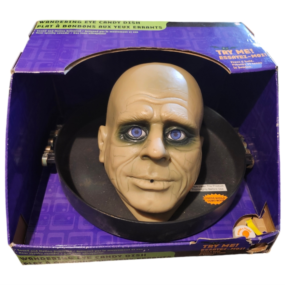 Gemmy Vintage "WANDERING EYE" Halloween Uncle Fester Candy Dish Motion Activated